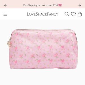 LoveShackFancy Blush Pink Floral Cosmetic Case